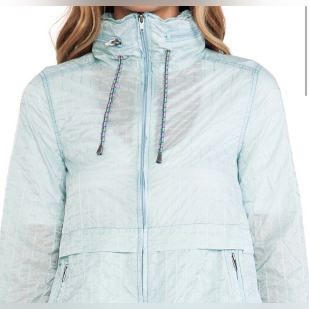 Free people parachute festival windbreaker in Caribbean blue mint light jacket